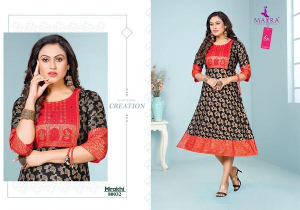 Mayra Mirakhi Rayon Ethnic Wear Anarkali Kurti Collection